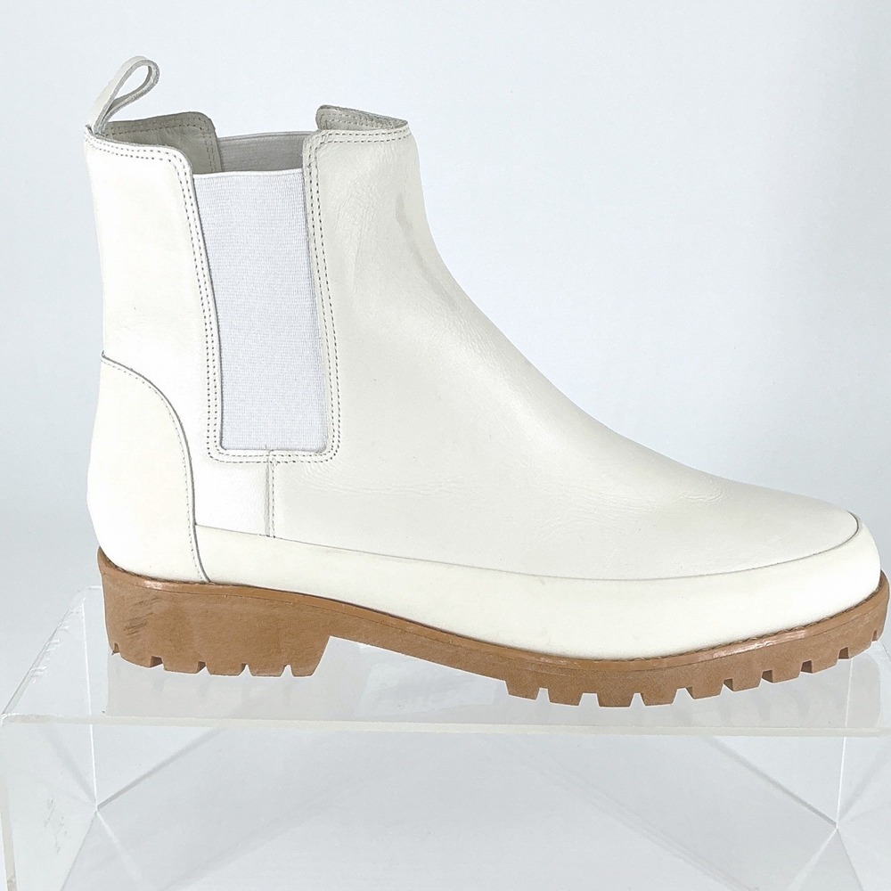 Rebecca Allen Size 9 Leather Lug Sole Chelsea Boots NEW‎ White Neutral $265